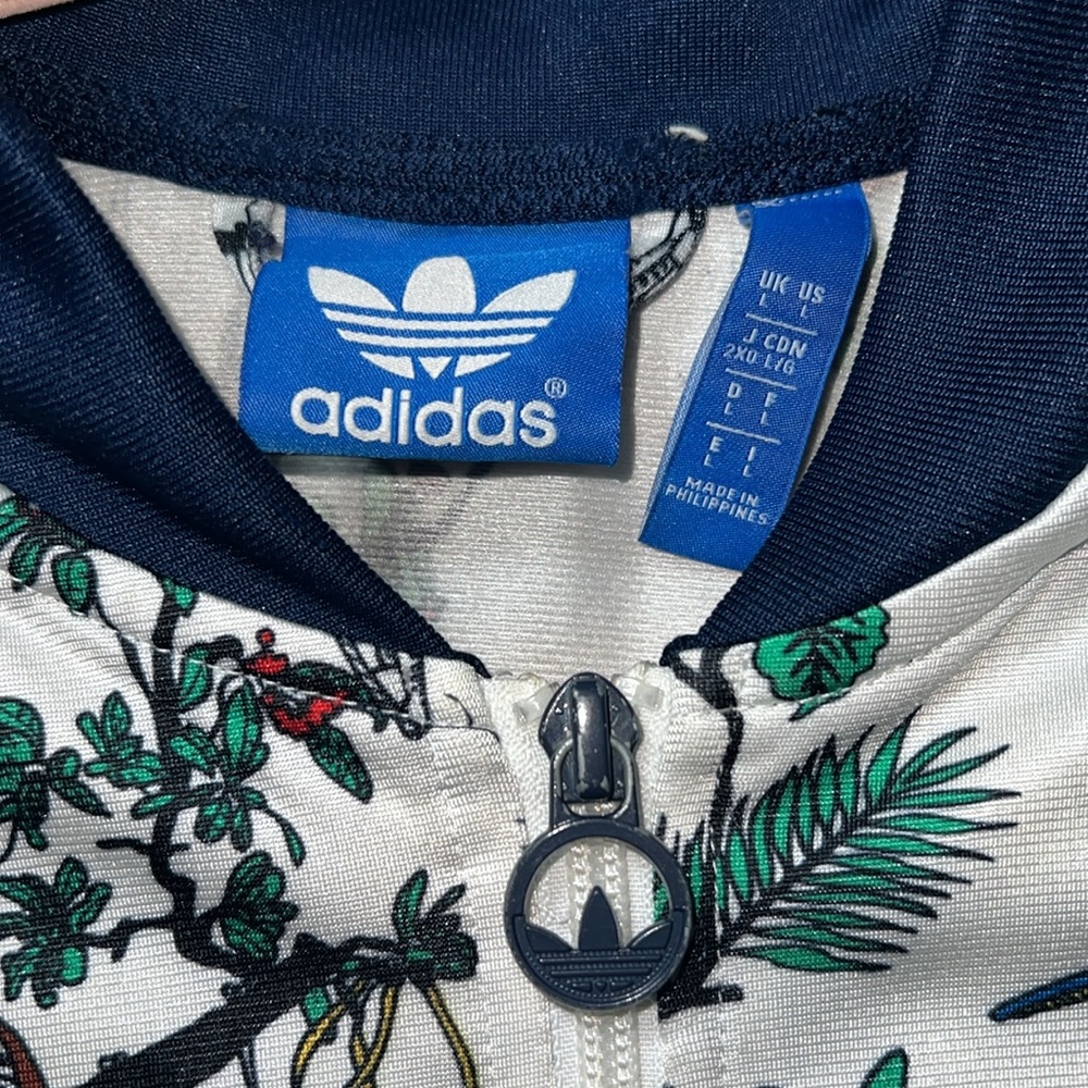 Adidas White Floral Track Jacket - Picture 4 of 10